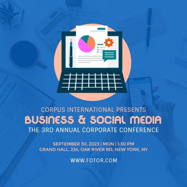 media, meeting, social media, Business Conference Instagram Post Template