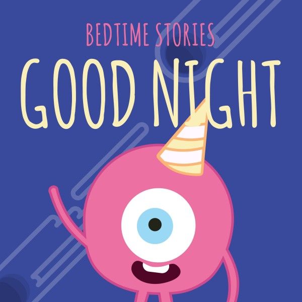 life, children, kids, Purple Monster Good Night Bedtime Stories Podcast Cover Template