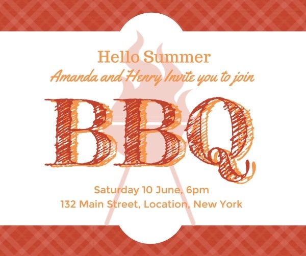 gathering, bbq, food, Red Summer Barbecue Party Invitation Facebook Post Template