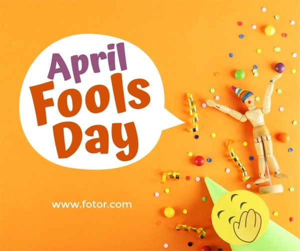 greeting, celebration, festival, Simple Orange Happy April Fools' Day Facebook Post Template