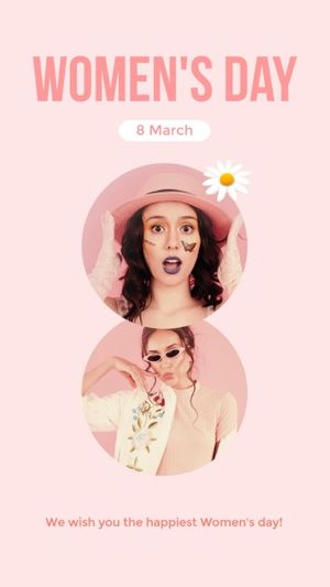 women power, international womens day, Pink Photo Happy Womens Day Instagram Story Template