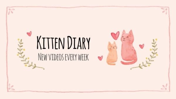 粉红小猫日记猫 Youtube 频道艺术 Youtube频道封面