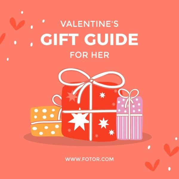 valentine, valentines day, gift ideas, Red Cartoon Cute Love Gift Guide Instagram Post Template