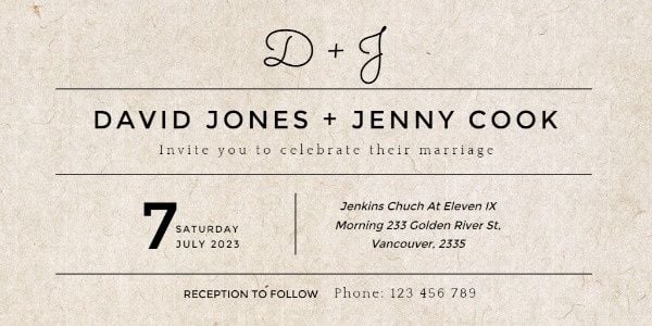 シンプルな紙の結婚式の招待状 Twitter画像