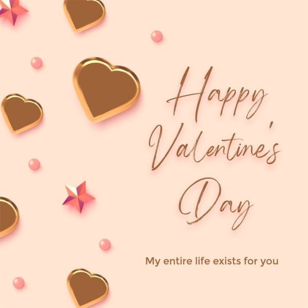 valentines day, life, minimalist, Beige Elegant Heart Valentine Love Instagram Post Template