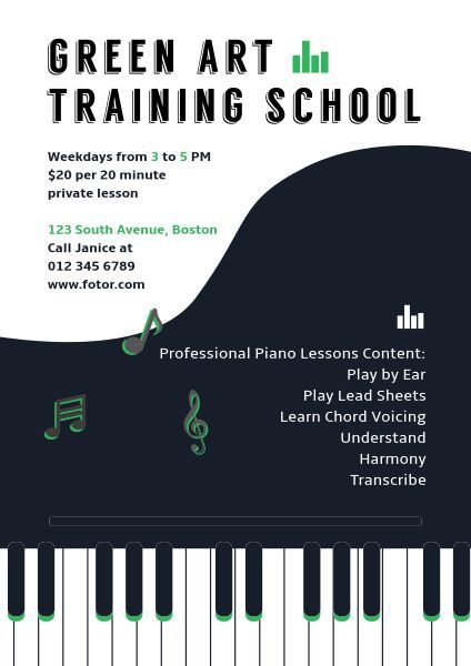 training school, instrument, music, Piano Training Poster Template