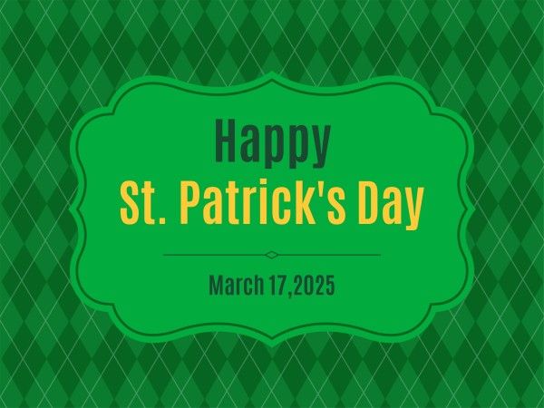 st patricks, greeting, pattern, Green Simple Happy Saint Patrick's Day Card Template