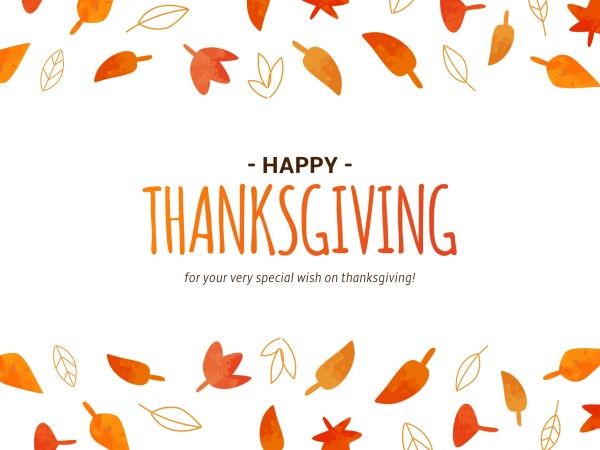 autumn, holiday, celebration, White And Orange Happy Thanksgiving Greeting Card Template