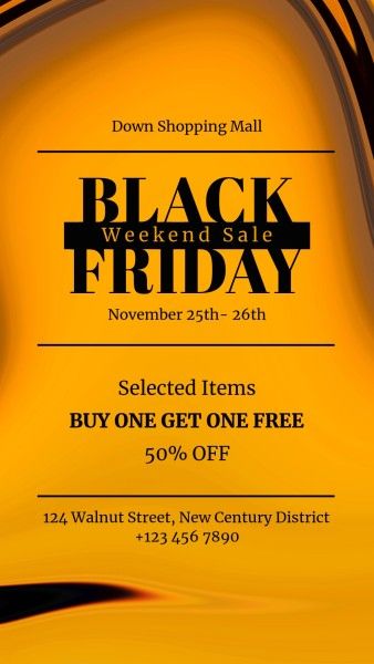 market, discount, promotion, Yellow Black Friday Shopping Mall Sale Instagram Story Template