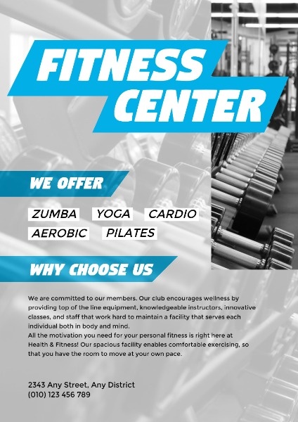 Grey Fitness Center Poster