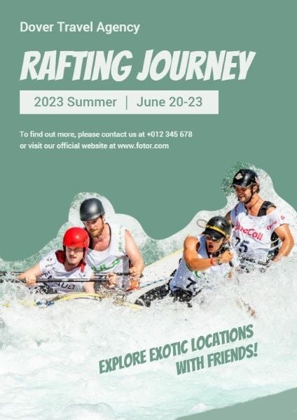 summer, entertainment, travel agency, Green Rafting Journey Flyer Template