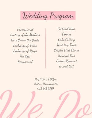 粉红甜蜜婚礼计划 流程单