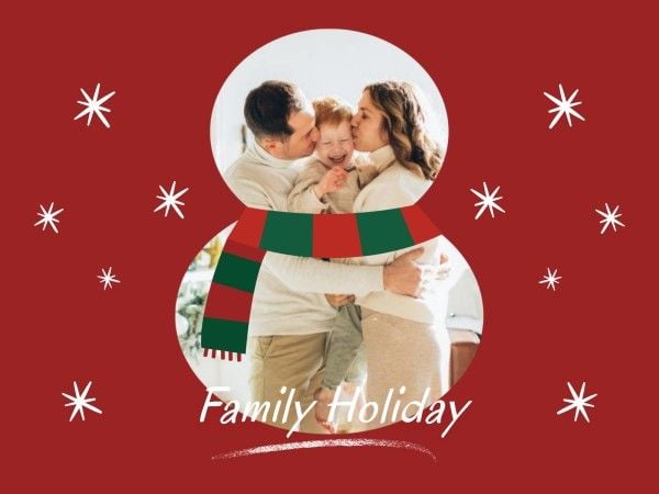 Red Family Holiday Photo Collage 4:3