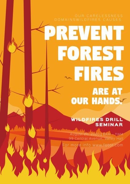 public welfare, alert, education, Prevent Forest Fires Poster Template