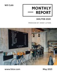 café,   sales, corporate, Blue And Modern Coffee Business Monthly Report Template