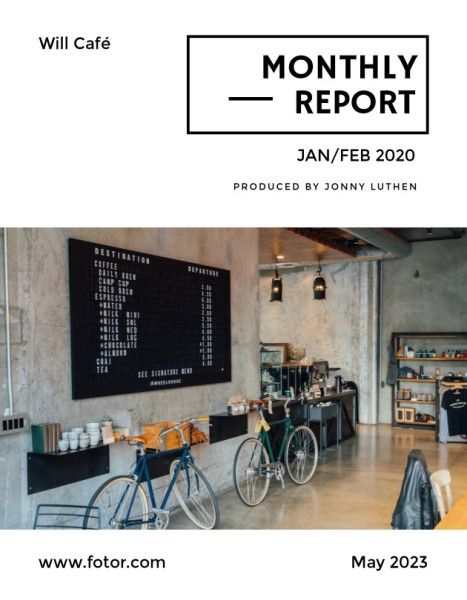  café,   sales,  corporate, Blue And Modern Coffee Business Monthly Report Template