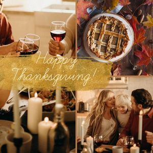 thankful, family, holiday, Yellow Happy Thanksgiving Photo Collage (Square) Template