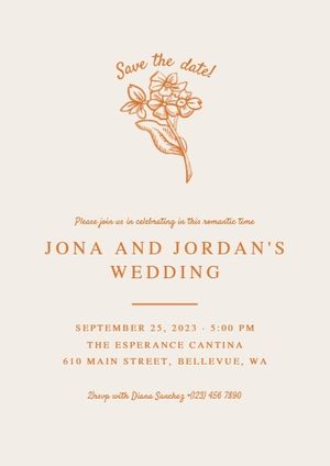 anniversary, ceremony, engagement, Gold Flower Wedding Invitation Template