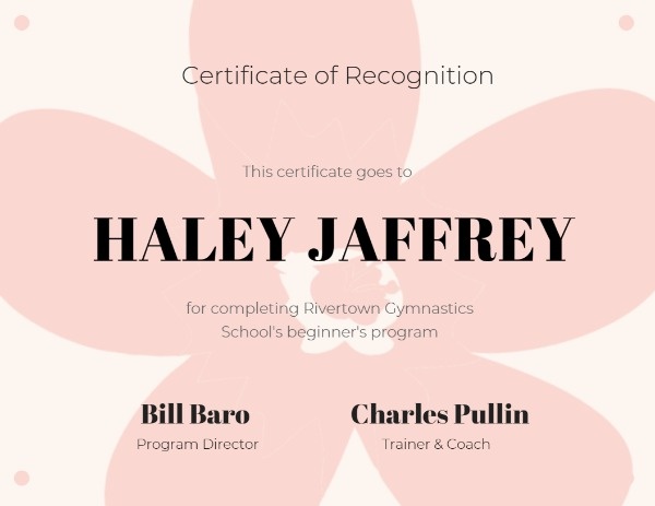Gym Certificate Certificate