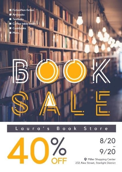 discounts, promotion, sale, Book Store Discount  Poster Template