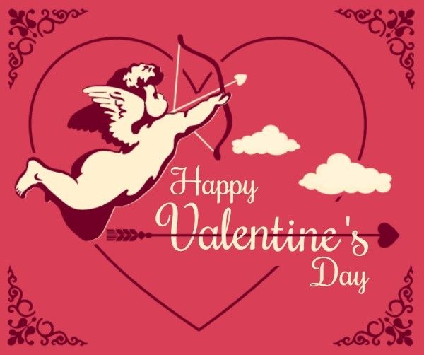 heart, valentines day, arrow, Red Valentine's Day Cupid Love Facebook Post Template