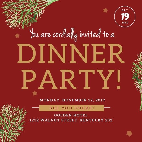 invitation, life, friends, New Year Dinner Party Instagram Post Template