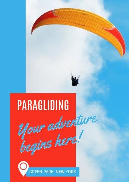 蓝色滑翔伞旅行 英文海报