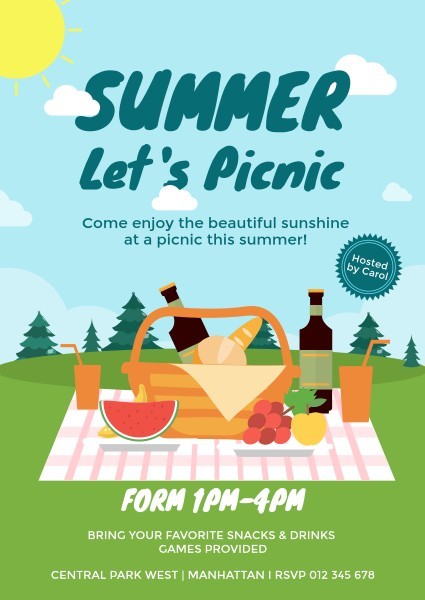 夏のピクニックパーティー 招待状