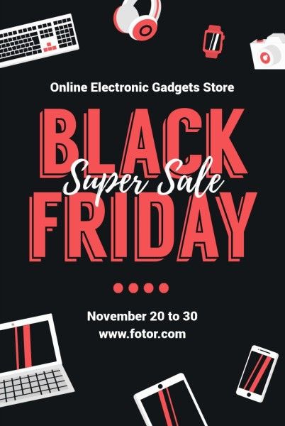 electronic, store, retail, Black Friday Gadget Super Sale Pinterest Post Template