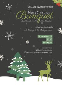 new year, festive, holiday, Christmas Banquet Invitation Template