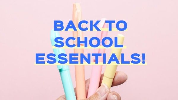 autumn, study, learning, Pink Pen Back To School Essentials Youtube Thumbnail Template