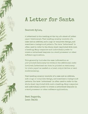 Green Christmas Tree Holiday Greeting Letter Letterhead