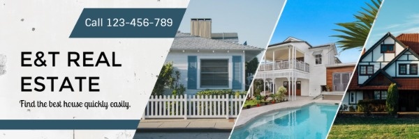 Blue And White Real Estate Banner Twitter Cover