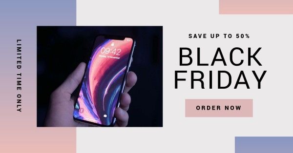 discount, promotion, handbags, White Limited Time Only Cellphone Black Friday Sale Facebook App Ad Template