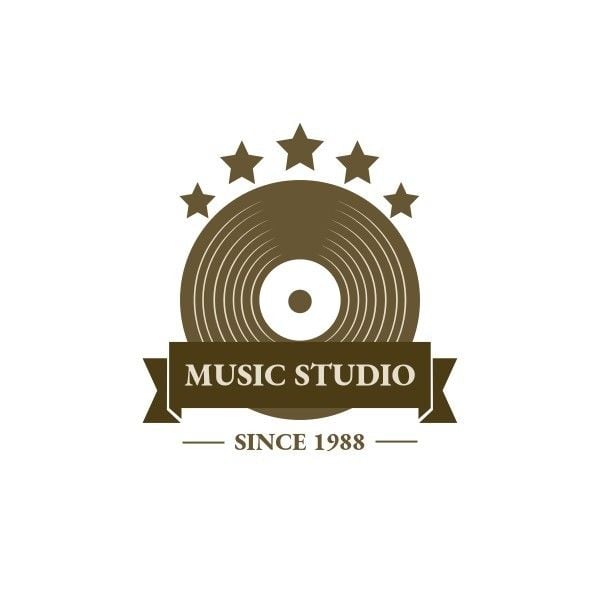 music studio, disc, ribbon, Brown Classical Music Recording Studio Logo Template
