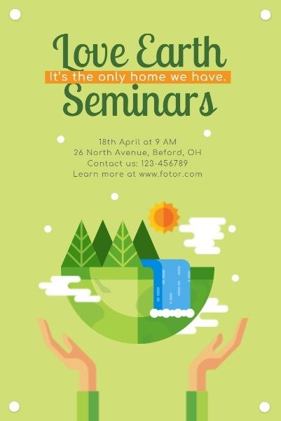 environment, seminars, environment protection, Love Earth Seminar Pinterest Post Template