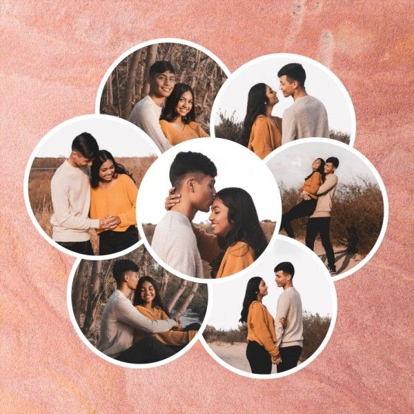 life, family, montage, Pink Couple Love Collage Photo Collage (Square) Template