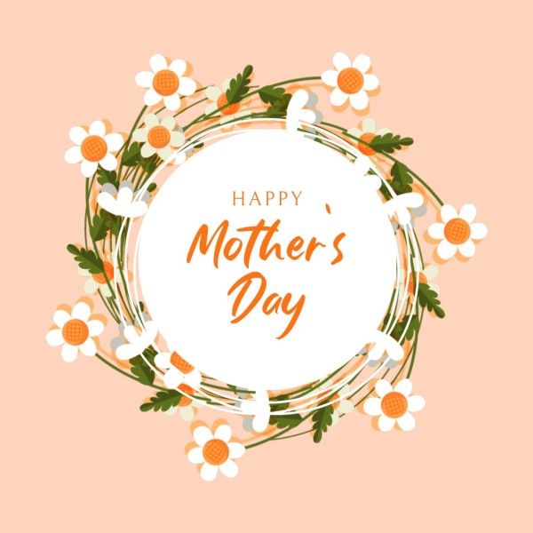 mothers day, mother day, greeting, Orange Illustrated Garland Mother's Day Instagram Post Template