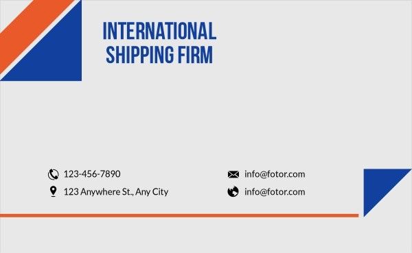 transport, agency, marketing, Blue Orange Gray Simple Shipping Firm Business Card Template