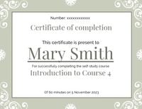 certificate of completion, course certificate, student, White And Grey Vintage Completion Certificate Template