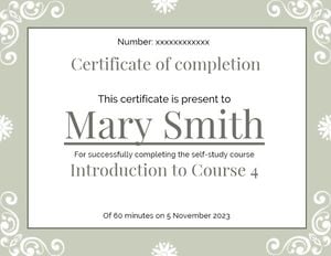 White And Grey Vintage Completion Certificate
