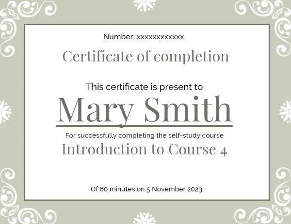 course certificate, student, study, White And Grey Vintage Certificate Of Completion Certificate Template