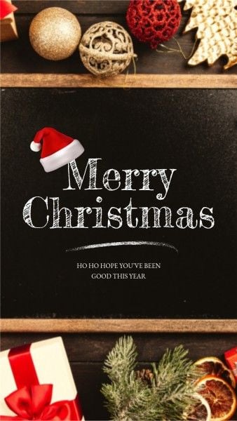 xmas, holiday, vector, Black Elegant Classic Christmas Wish Instagram Story Template
