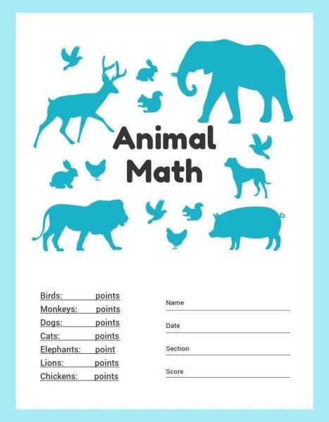 counting, tutor, wildlife, Blue And White Math Homework Worksheet Template