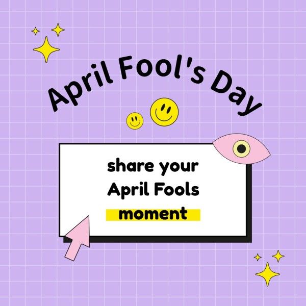 event, celebration, festival, Illustration Purple April Fools' Day Instagram Post Template