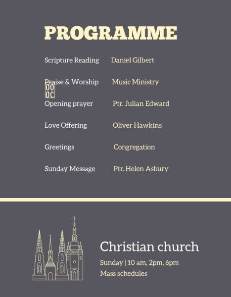 worship, service, church, Grey Grace Fellowship Program Template
