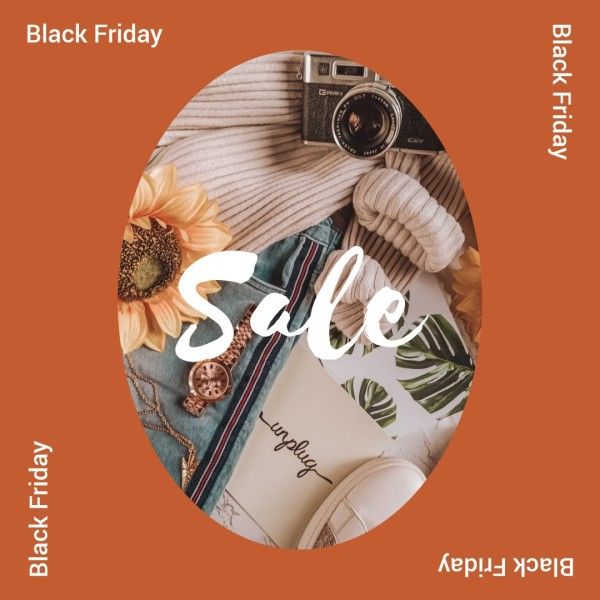 promotion, discount, fashion, Orange Black Friday Sale Instagram Ad Template