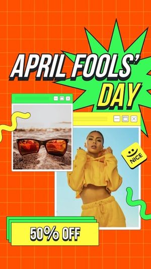 april fools' day, celebration, festival, Orange And Green UI Digitalism April Fools' Sale Instagram Story Template