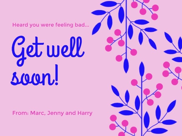 Purple And Blue Floral Get Well Soon Card Card
