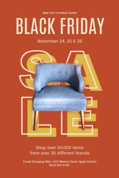 Orange Background Of Black Friday Furniture Super Sale Pinterest Post